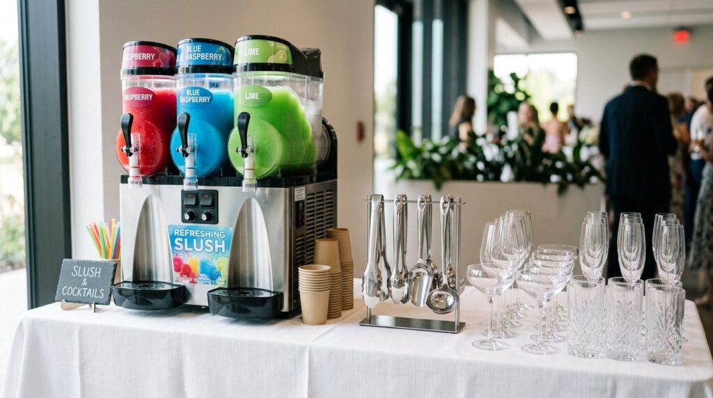 Close-up of professional party rental equipment including co